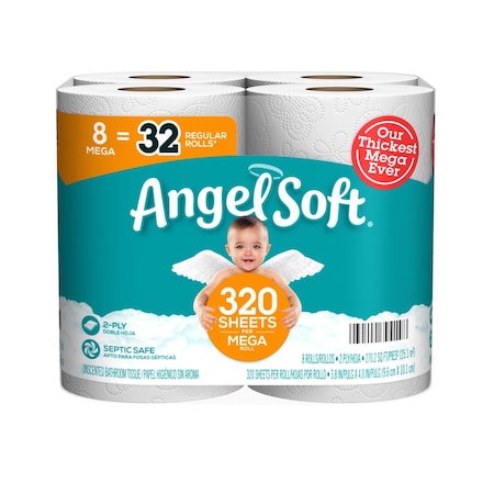 Angel Soft Toilet Paper 8 Rolls 320 sheet 270.2 sq ft 79414